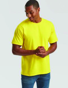 Fruit of the Loom SS28 yellow wholesale t-shirt on a male model