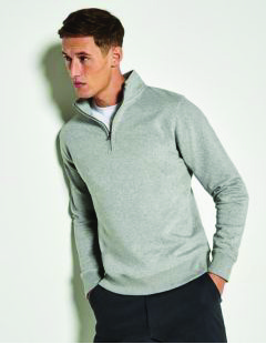 Kustom Kit KK335 1/4 zip in light grey on a male model
