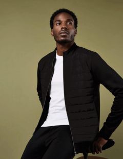 QUILTED FULL ZIP SWEATSHIRT