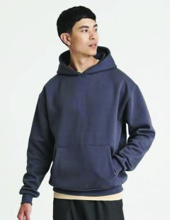 Just Hoods JH120 blank hoodie in dark grey on a male model